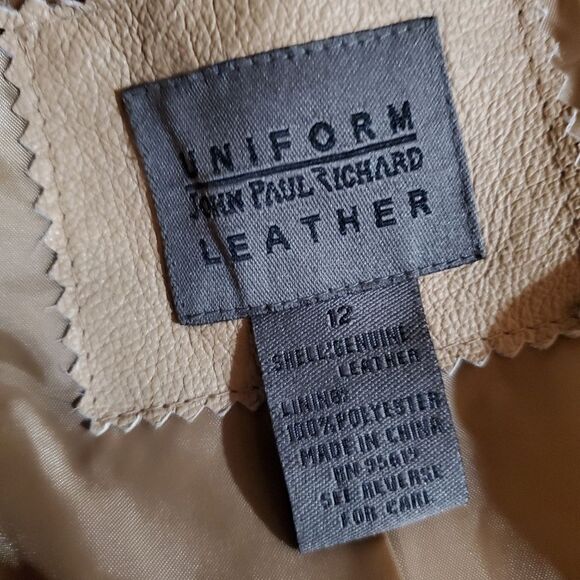 Uniform John Paul Richard Women's Tan Leather Jacket Size 12 - Picture 5 of 5